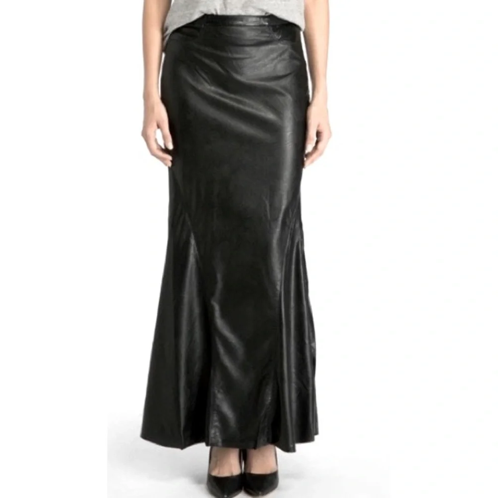 VAMPY VEGAN LEATHER MERMAID MAXI SKIRT - Picture 2 of 3